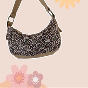 Neutral Print and Sequin Shoulder Bag